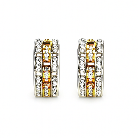 14K Two Tones Hoops Earrings