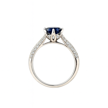 Two-Ring Blue Sapphire White Gold Ring