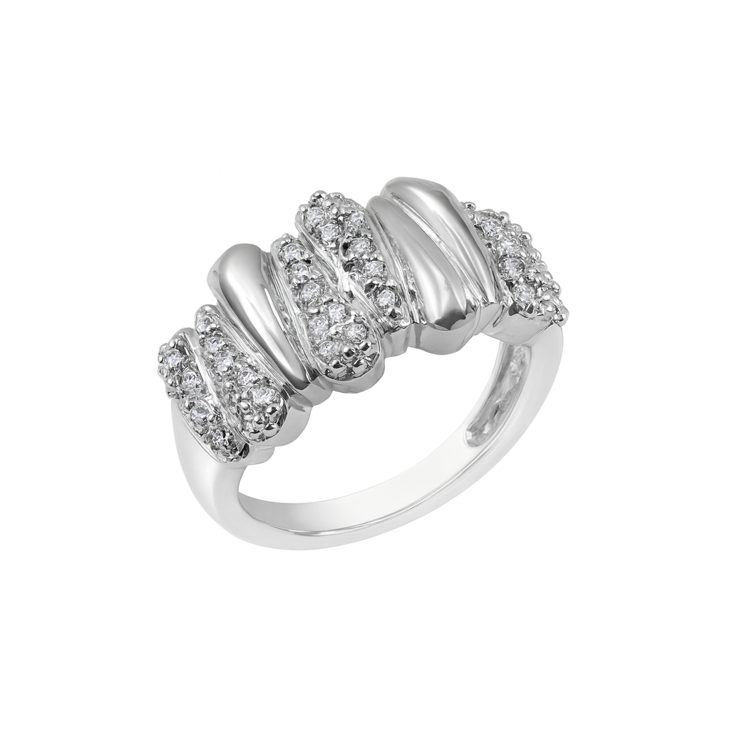 Contemporary Style Round-Cut Gold Ring