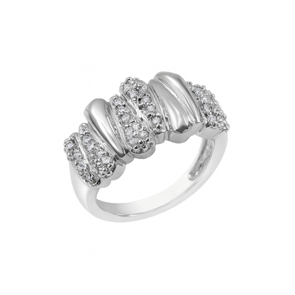 Contemporary Style Round-Cut Gold Ring
