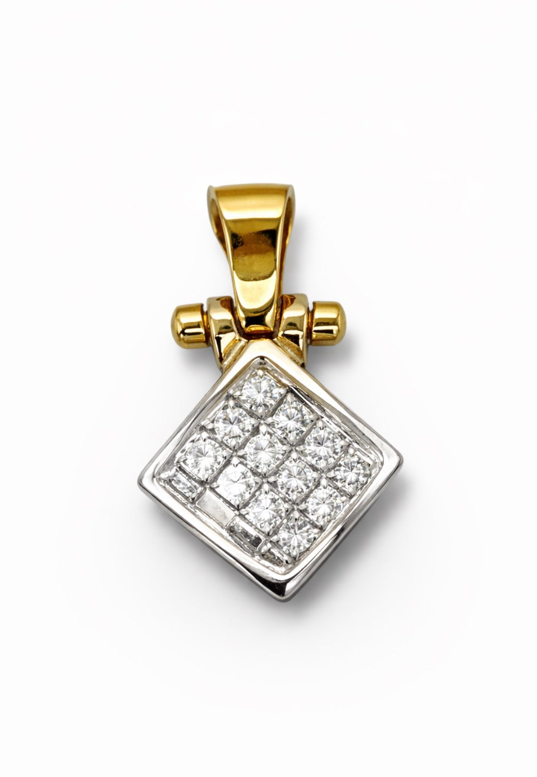Two-Tone Diamond Square Cluster Pendant