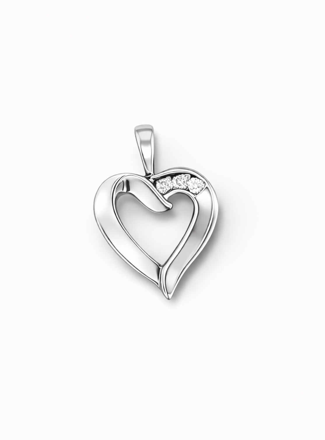 Elegant Diamond Accent Open Heart Pendant in White Gold