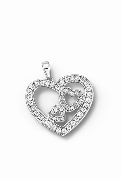 Diamond Triple Heart Pavé Pendant in White Gold