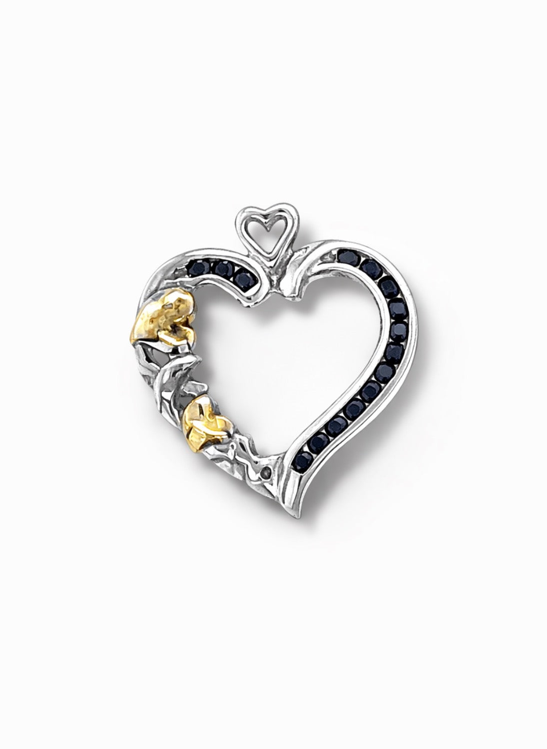 Midnight Romance Two-Tone Sapphire Heart Pendant