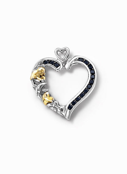 Midnight Romance Two-Tone Sapphire Heart Pendant