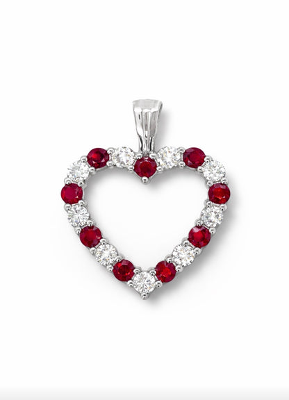 Eternal Passion Ruby & Diamond Heart Pendant