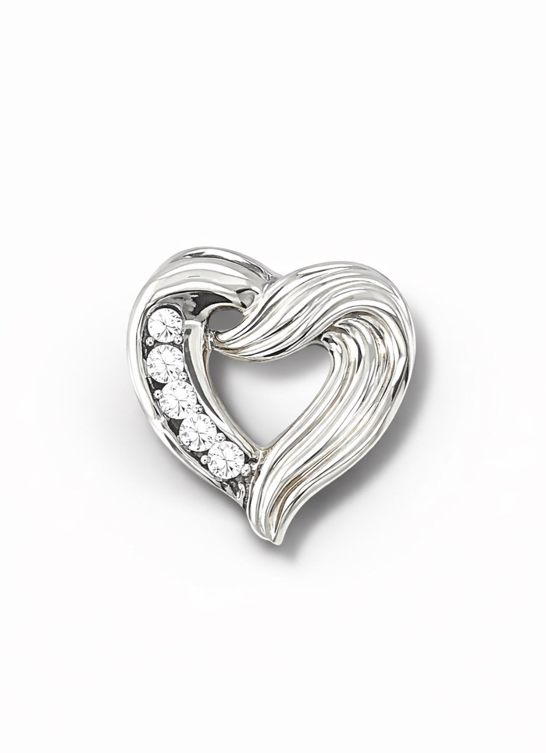 Graceful Waves Diamond Heart Pendant