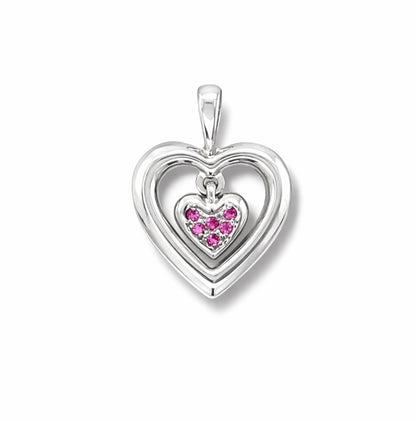 Ruby Double Heart Drop Pendant
