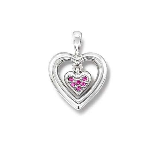 Ruby Double Heart Drop Pendant