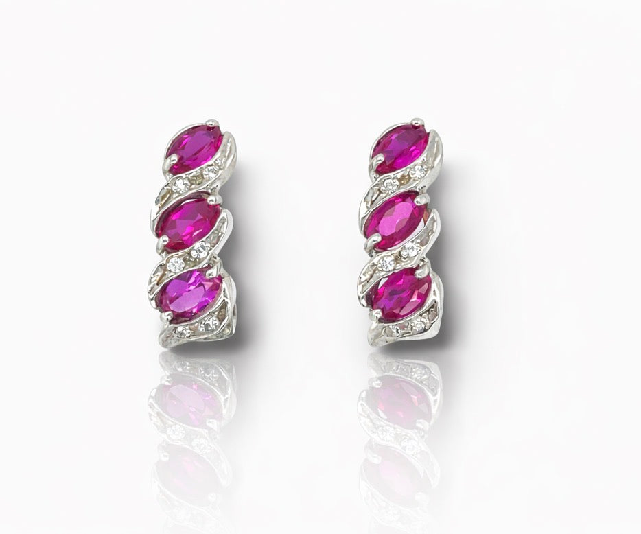 Ruby Cascade Diamond Twist Earrings