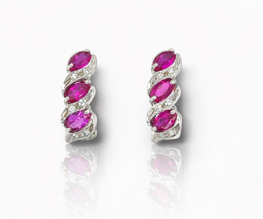 Ruby Cascade Diamond Twist Earrings