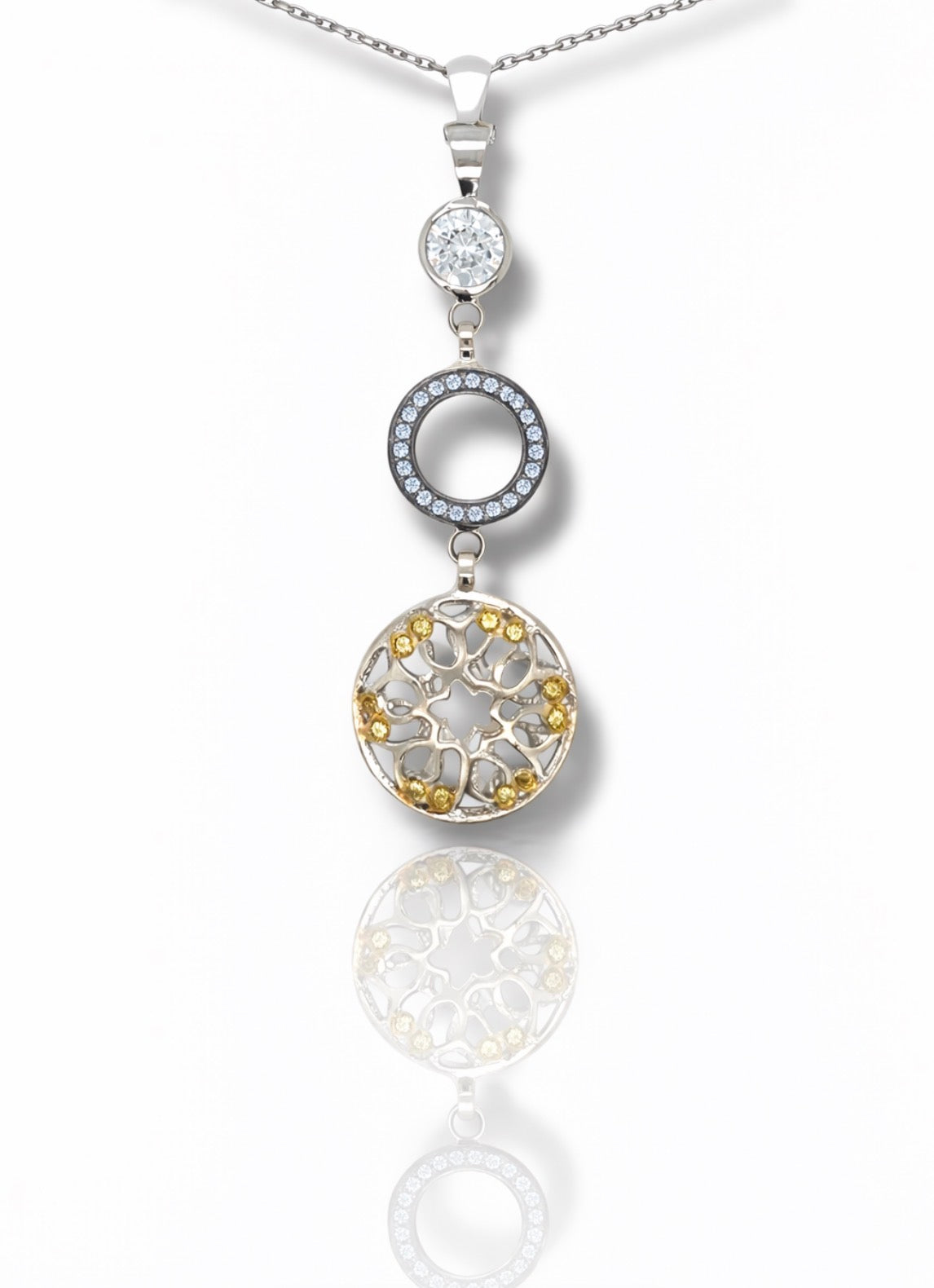 Trinity Bloom Diamond Drop Pendant