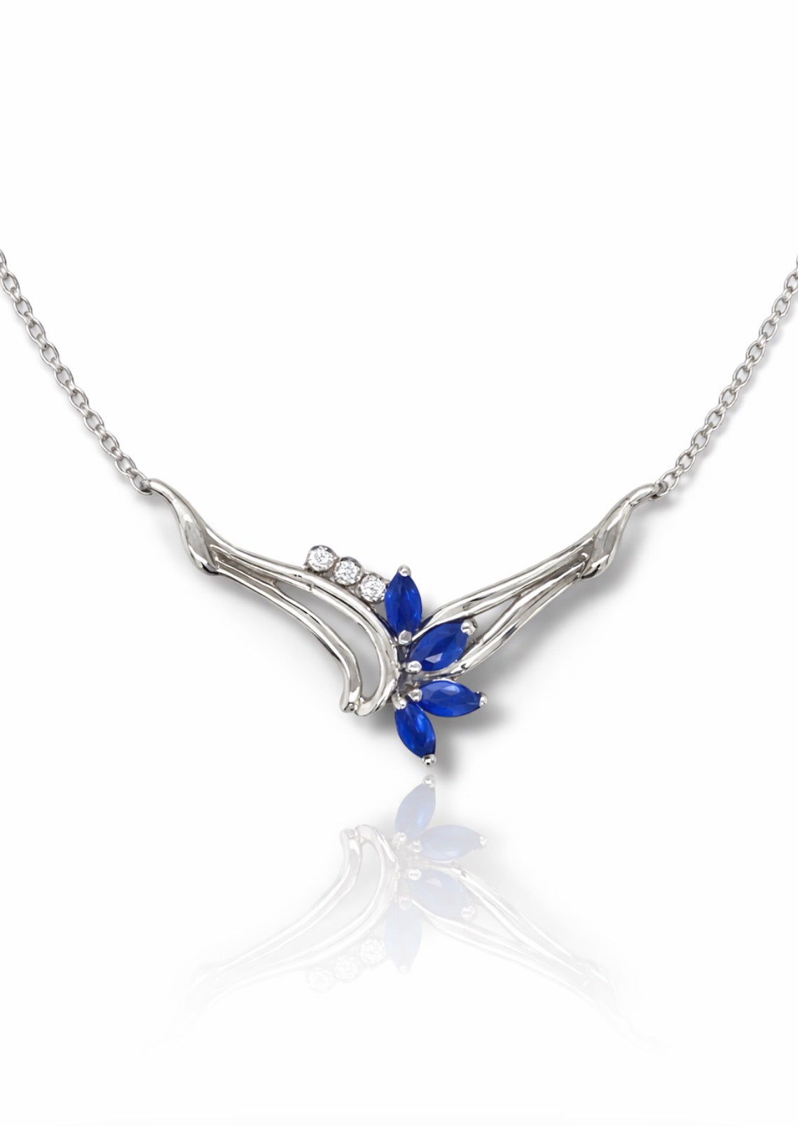 Midnight Petal Sapphire Necklace