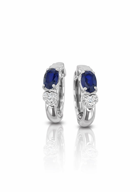 Sapphire Bloom Diamond Huggie Earrings