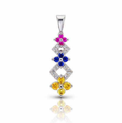 Tricolor Floral Diamond Drop Pendant
