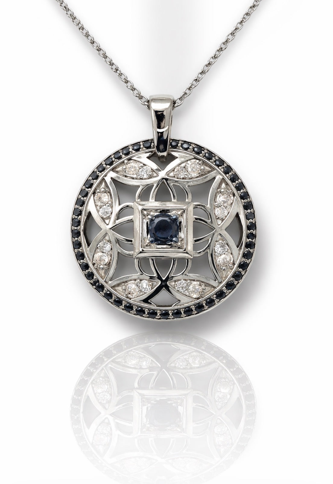 Midnight Halo Sapphire Medallion Pendant