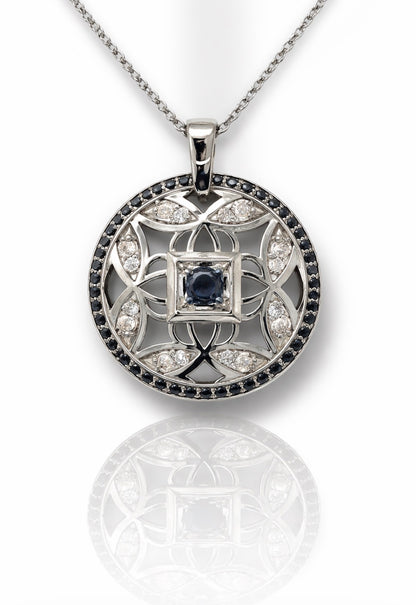 Midnight Halo Sapphire Medallion Pendant
