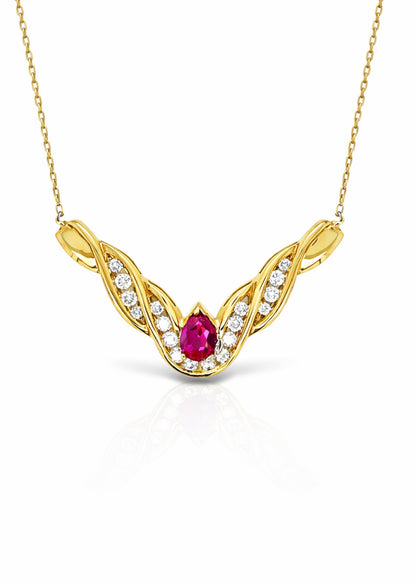 Radiant Elegance Ruby Diamond V Pendant