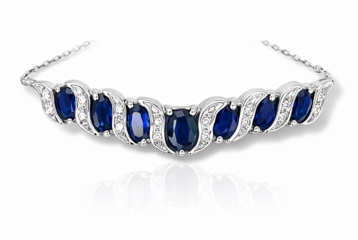Royal Sapphire Wave Diamond Necklace