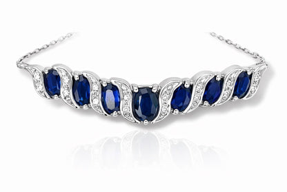 Royal Sapphire Wave Diamond Necklace