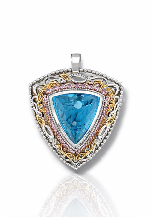 Royal Trillion Blue Topaz Filigree Pendant