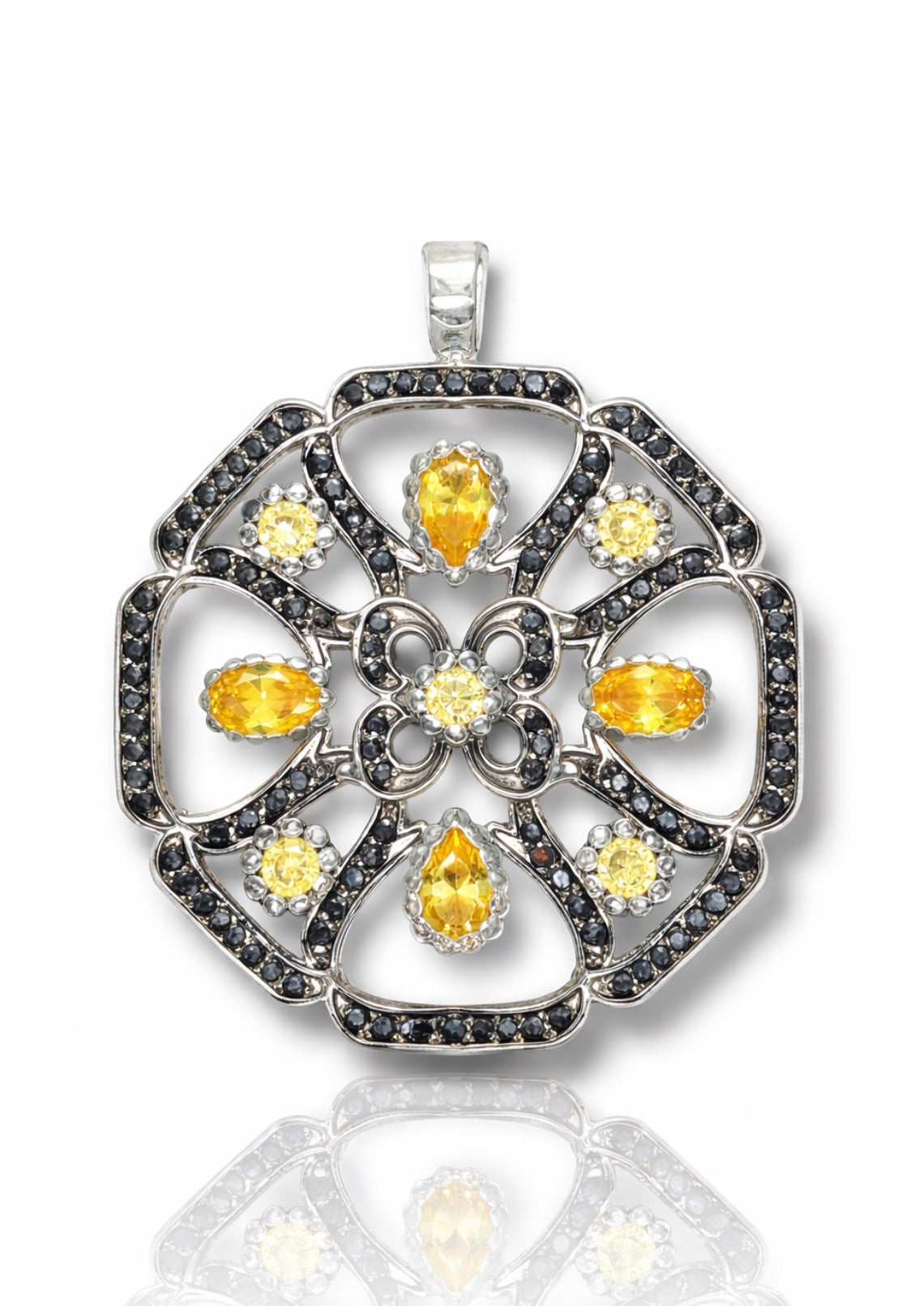 Midnight Sun Floral Diamond Pendant