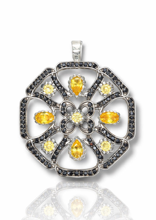 Midnight Sun Floral Diamond Pendant