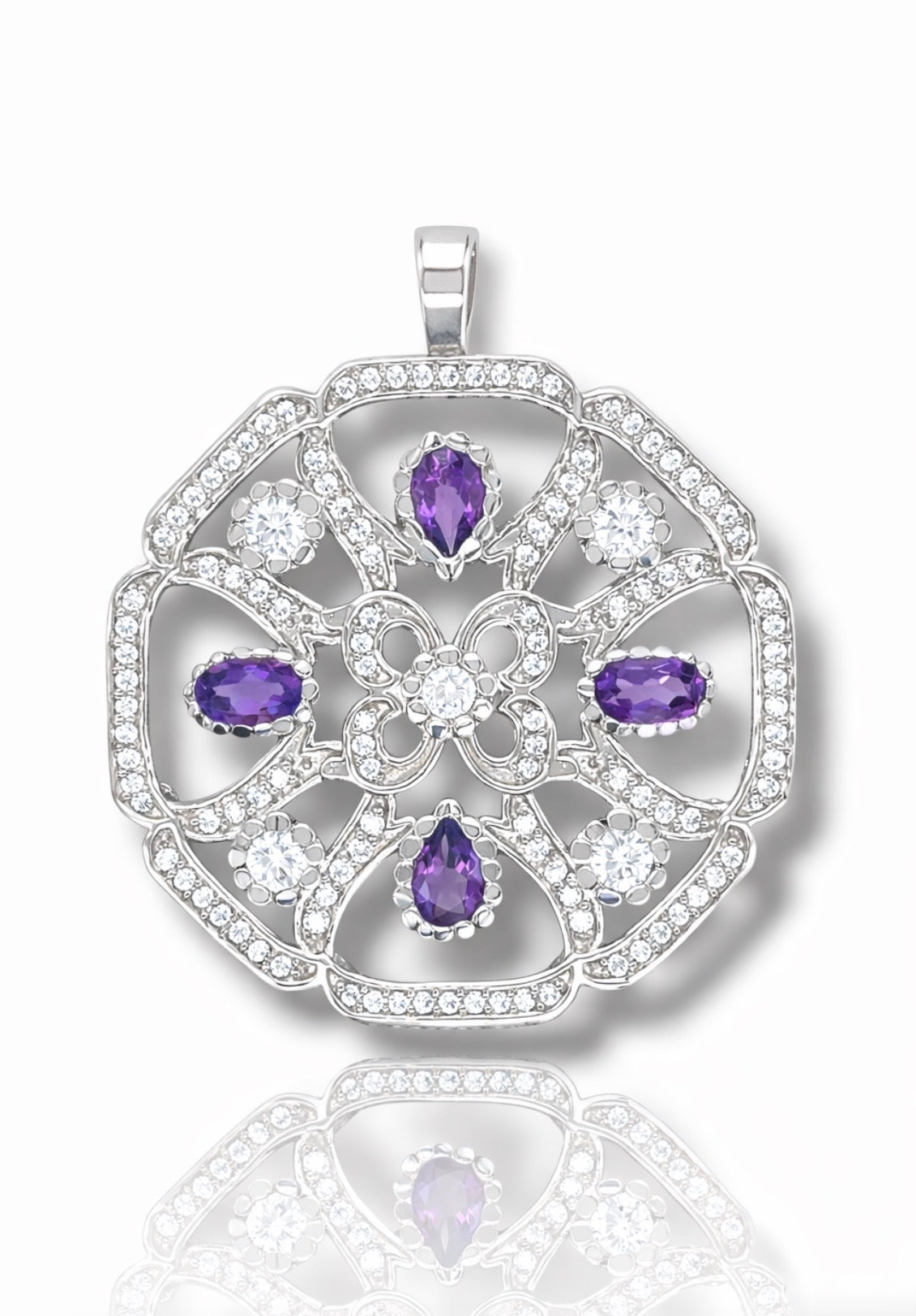 Amethyst Blossom Diamond Filigree Pendant