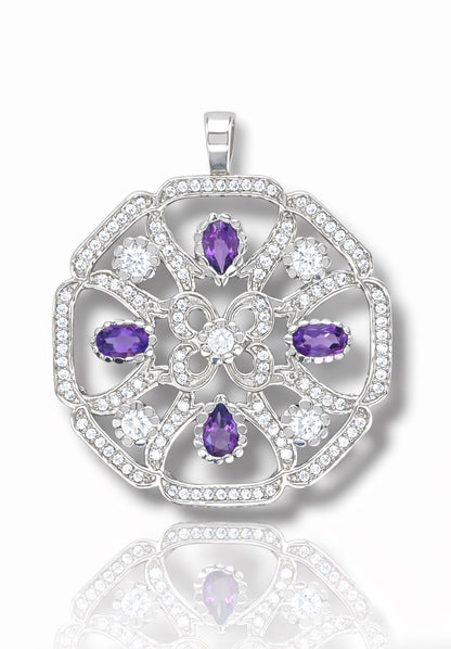 Amethyst Blossom Diamond Filigree Pendant