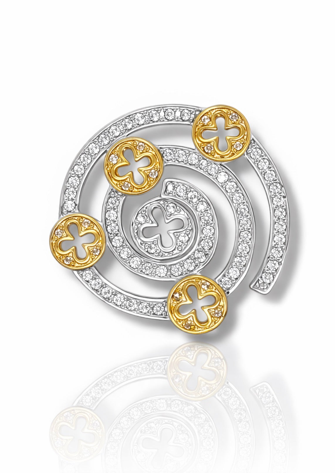 Radiant Spiral Clover Diamond Pendant