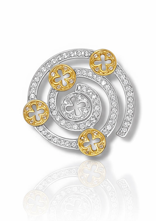 Radiant Spiral Clover Diamond Pendant