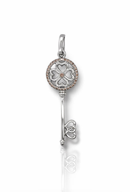 Lucky Heart Clover Key Pendant