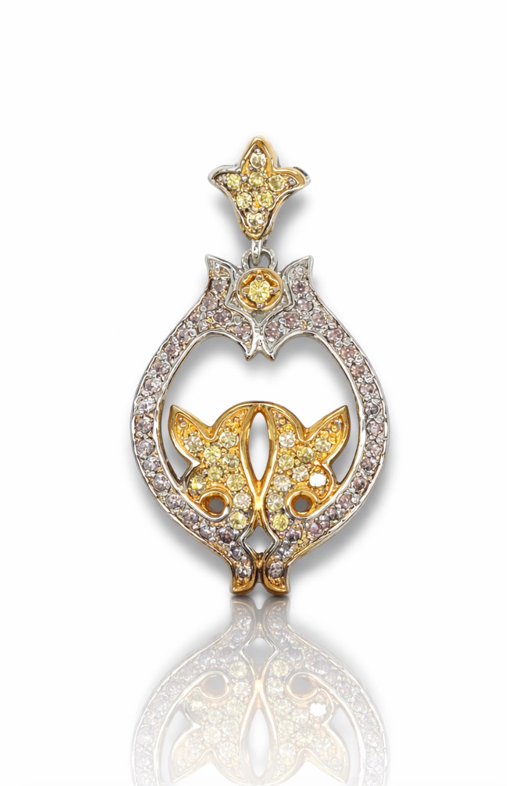Golden Twin Guardians Diamond Pendant