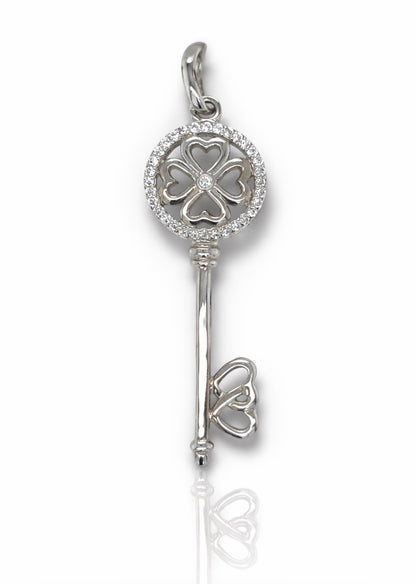 Lucky Heart Clover Key Pendant