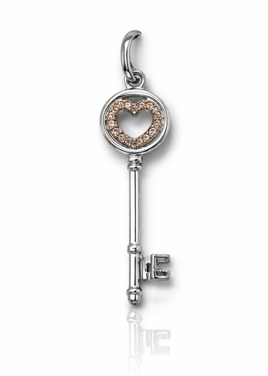 Champagne Heart Key Pendant