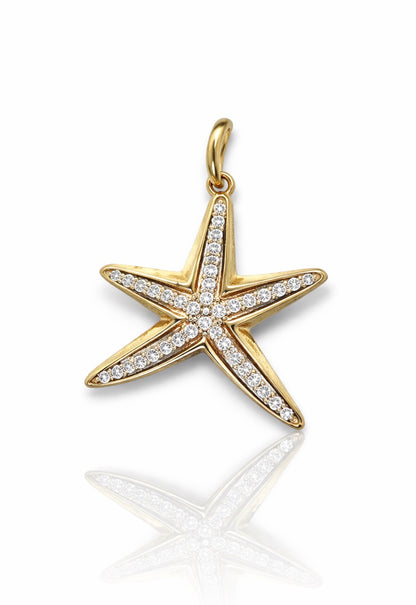 Golden Starfish Diamond Pendant