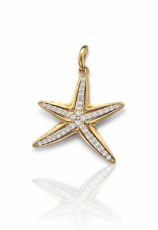 Golden Starfish Diamond Pendant