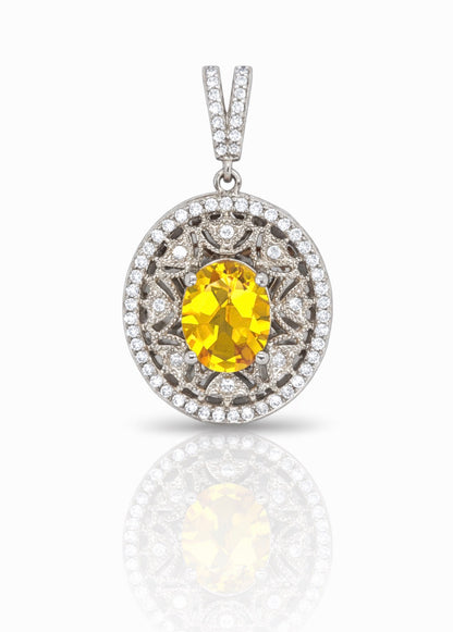 Golden Aura Citrine & Diamond Halo Pendant
