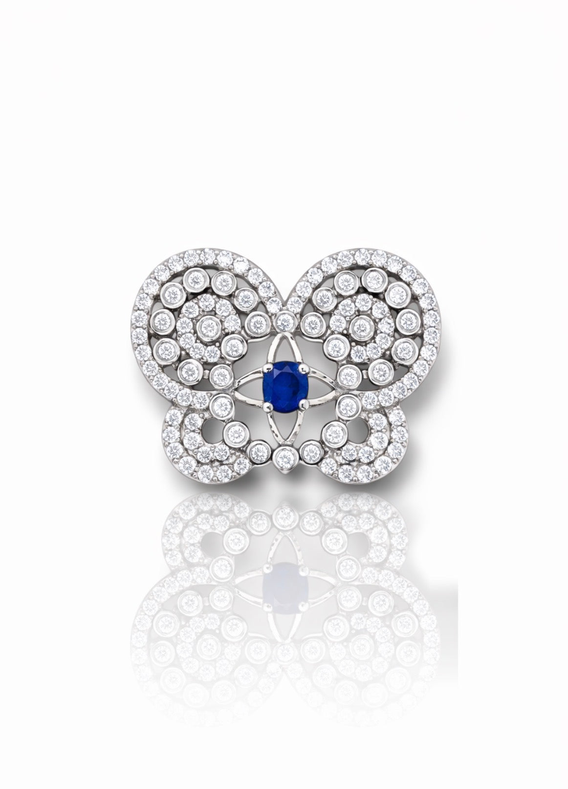 Royal Sapphire Butterfly Diamond Pendant