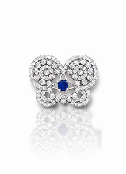 Royal Sapphire Butterfly Diamond Pendant