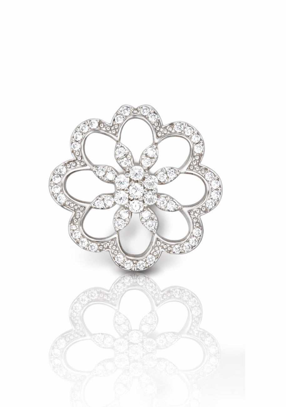 Diamond Blossom Floral Pendant
