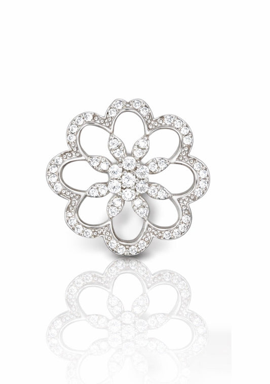 Diamond Blossom Floral Pendant