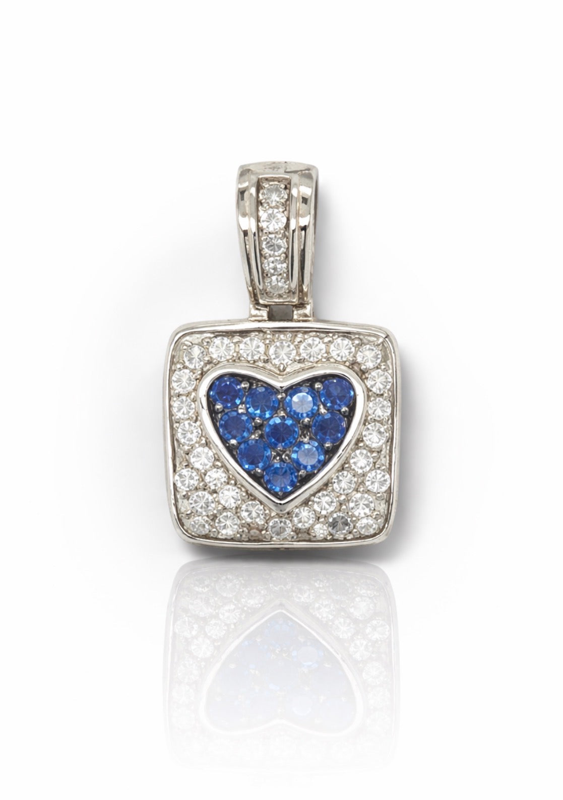Royal Blue Heart Halo Pendant