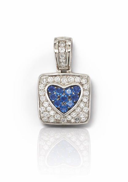 Royal Blue Heart Halo Pendant