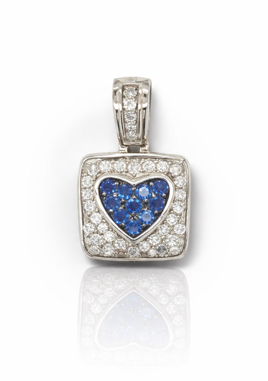 Royal Blue Heart Halo Pendant
