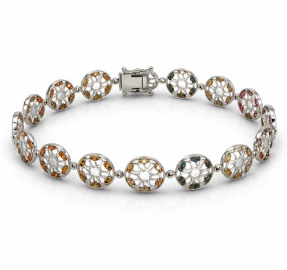 Radiant Mosaic Gemstone Medallion Bracelet