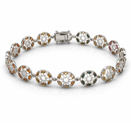 Radiant Mosaic Gemstone Medallion Bracelet