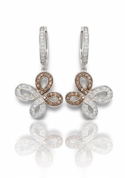 Two-Tone Diamond Butterfly Drop Earrings