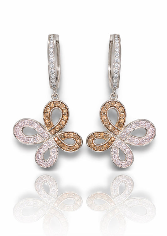 Blush & Champagne Diamond Butterfly Drop Earrings
