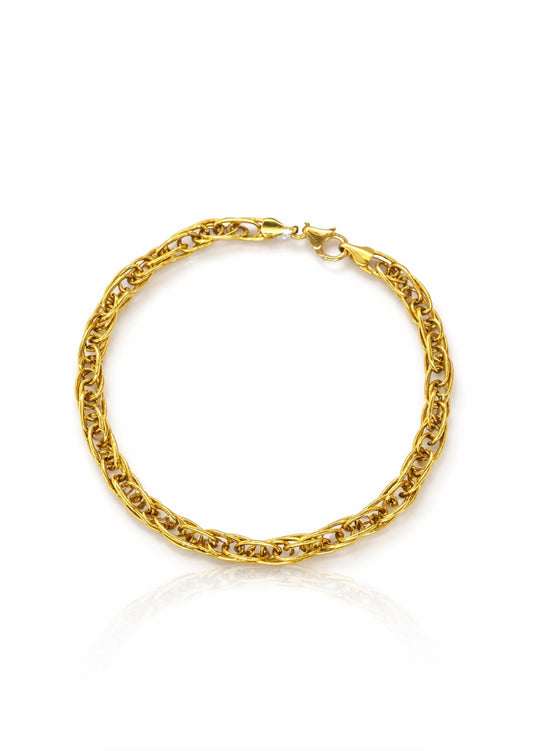 Textured Rope & Link Gold Bracelet